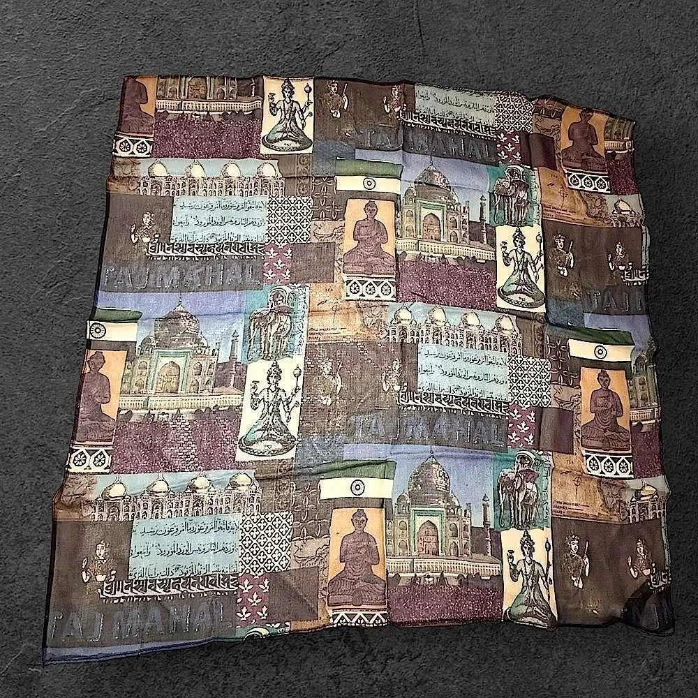 Kenneth Cole Taj Mahal Silk Square Scarf approx 19”x19”